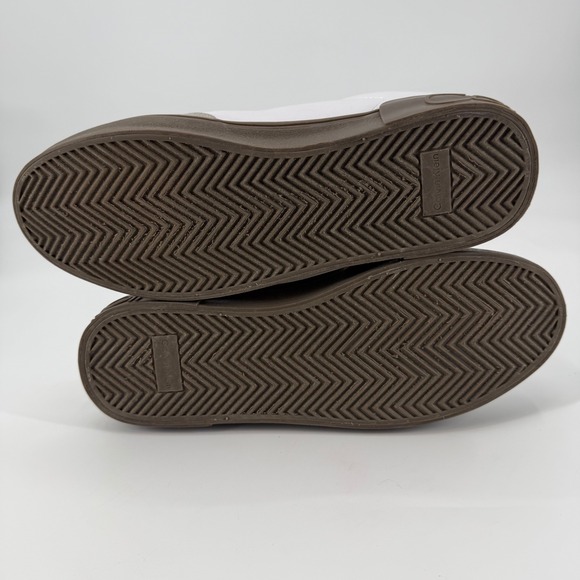 Calvin Klein Mens White Leather Suede Low Top Sneakers Brown Sole Size 10.5 - Picture 6 of 6